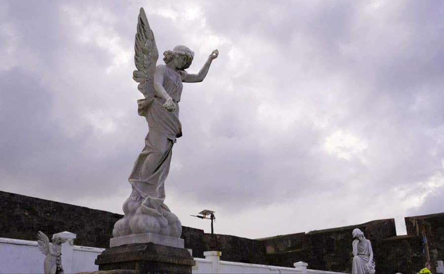 View of an angel statue in Santa Maria de Pazzis Cemetery
