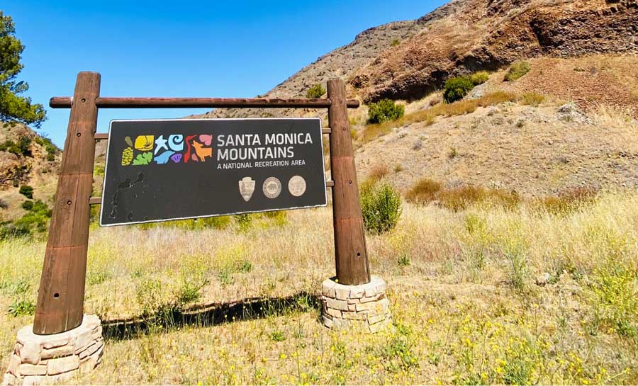 View of the Santa Monica Mountains signage