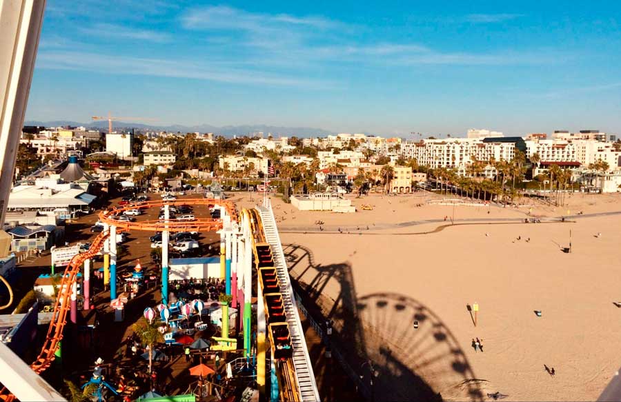 View of the Santa Monica Pier while on the ferris wheel