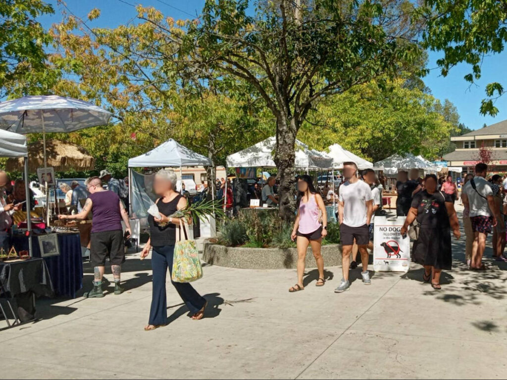People during the Saturday market at Salt Spring Island