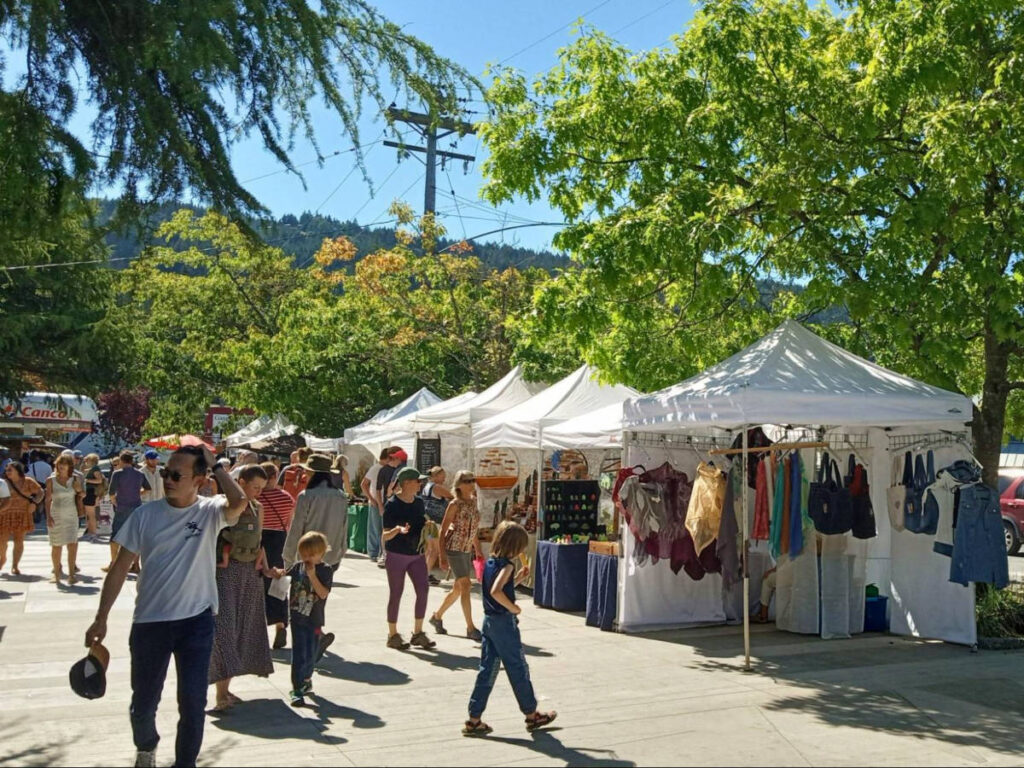 Shoppers at the Saturday Market in Salt Spring Island