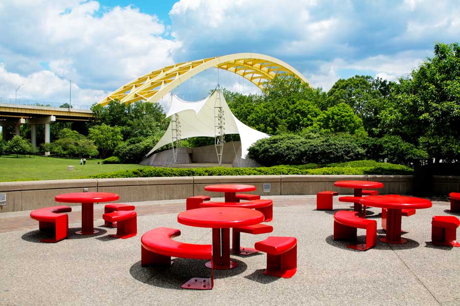 Tables and chairs found in Sawyer Point