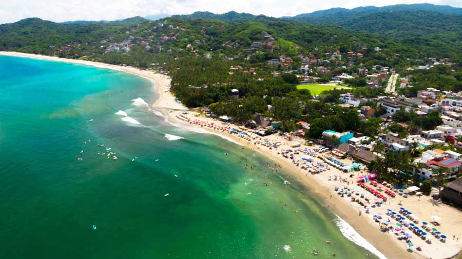 Aerial view of the Sayulita beach