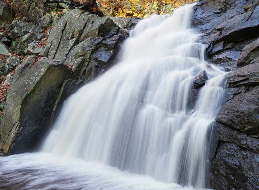 Water flowing from the Schooley’s Mountain Falls