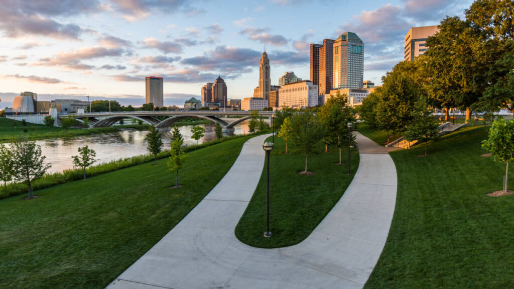 View of buildings from the Scioto Mile