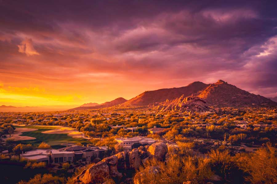 A desert in Scottsdale during sunset
