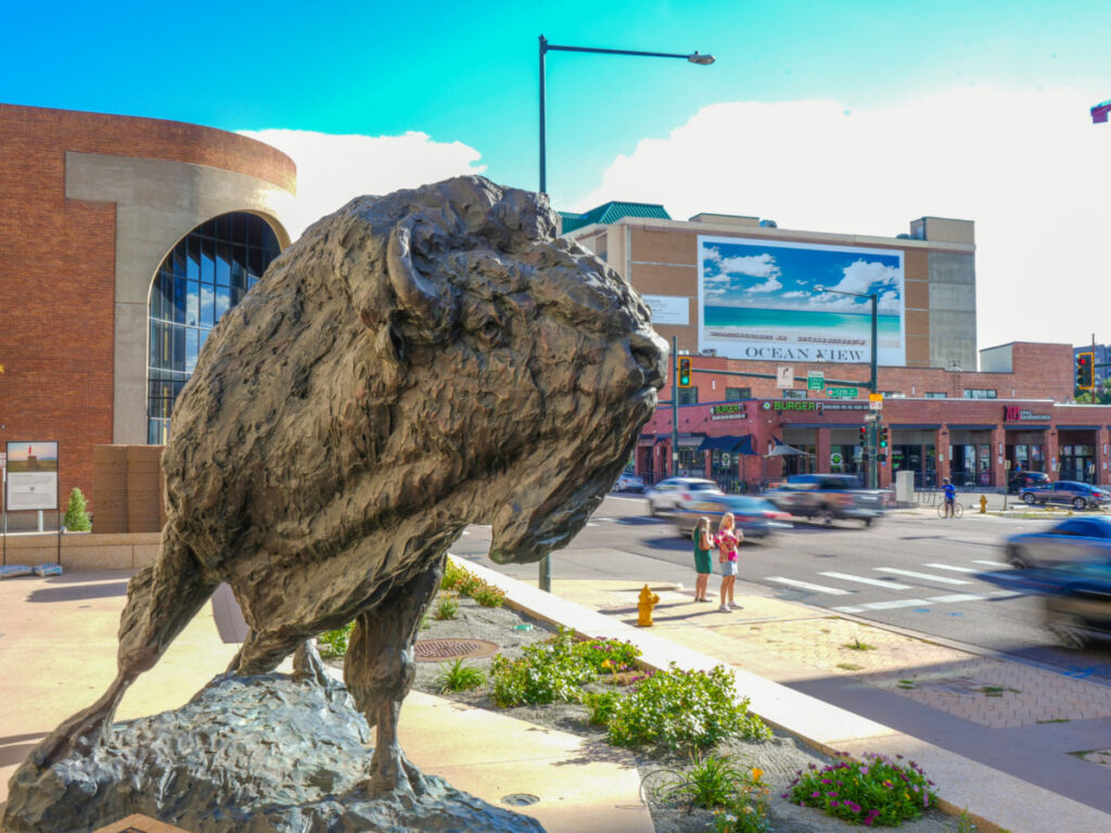 Bison Sculpture outside of History Colorado Center