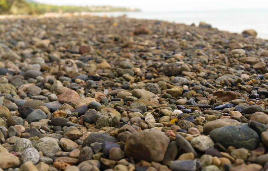 View of pebbles in Sea Glass Beach in Vieques