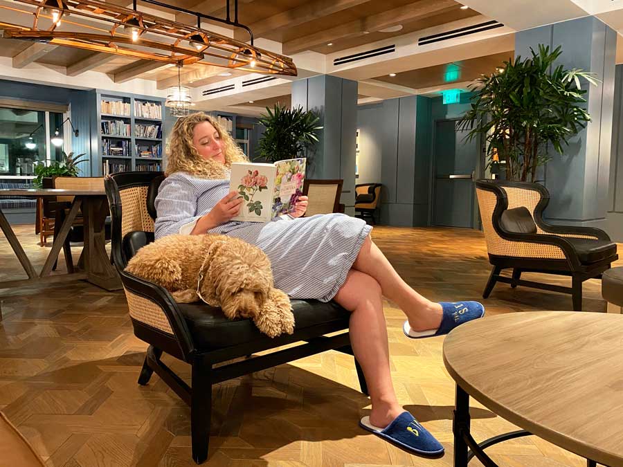 The author reading a book in Seabird Resort