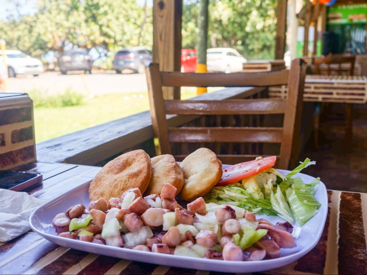 A plate of Seafood meal at Piñones