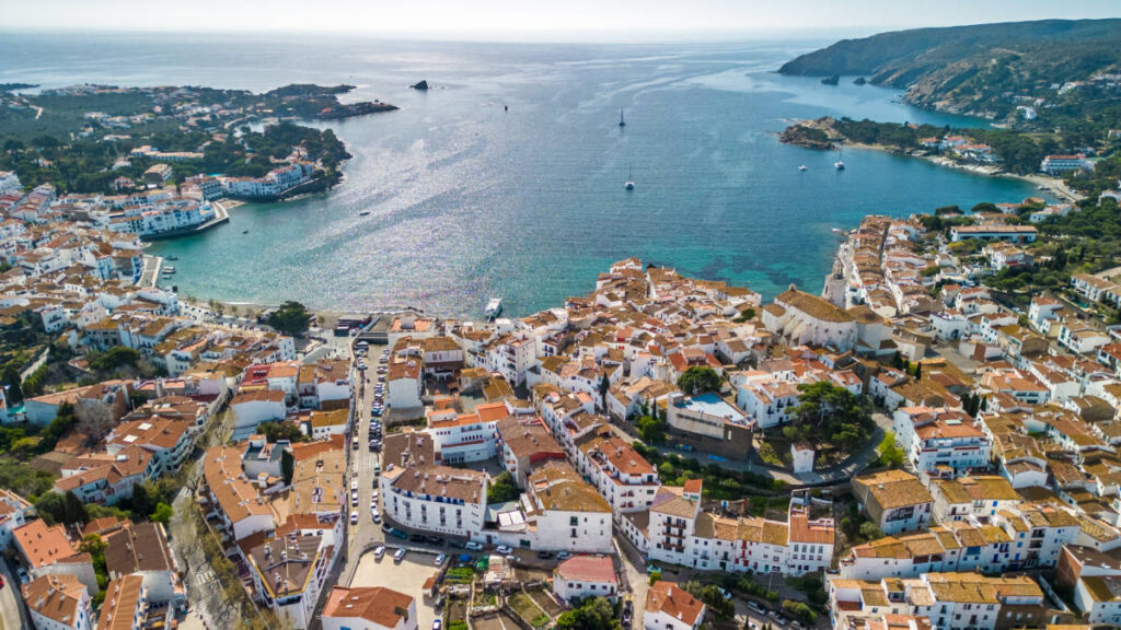 Aerial view of the town of Cadaqués on the Costa Brava