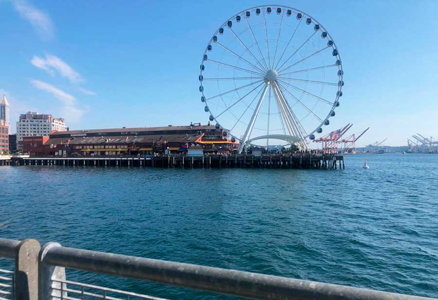 View of the Great Wheel from the Seattle Waterfront