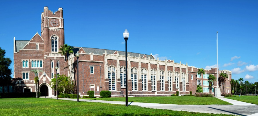 Exterior view of a beautiful architectural building in Seminole Heights