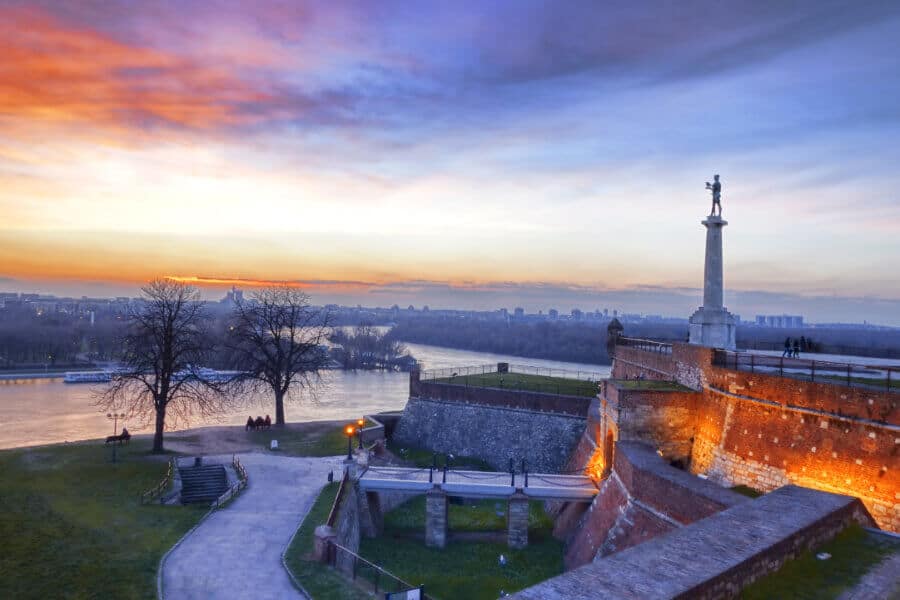 Overlooking view of Serbia at night