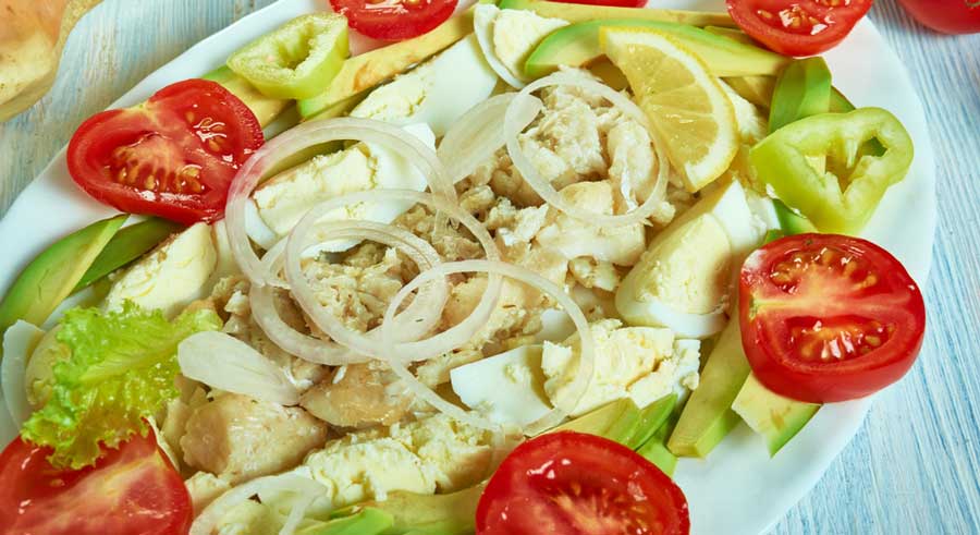 Puerto Rican fish salad ensalada on a plate
