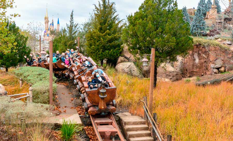 People enjoying their ride in Seven Dwarfs Mine Train