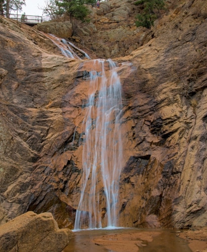 View of water cascading at Seven Falls