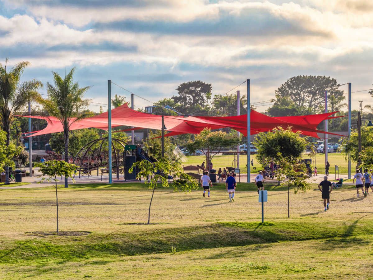 View of the shade structures at Encinitas Community Park