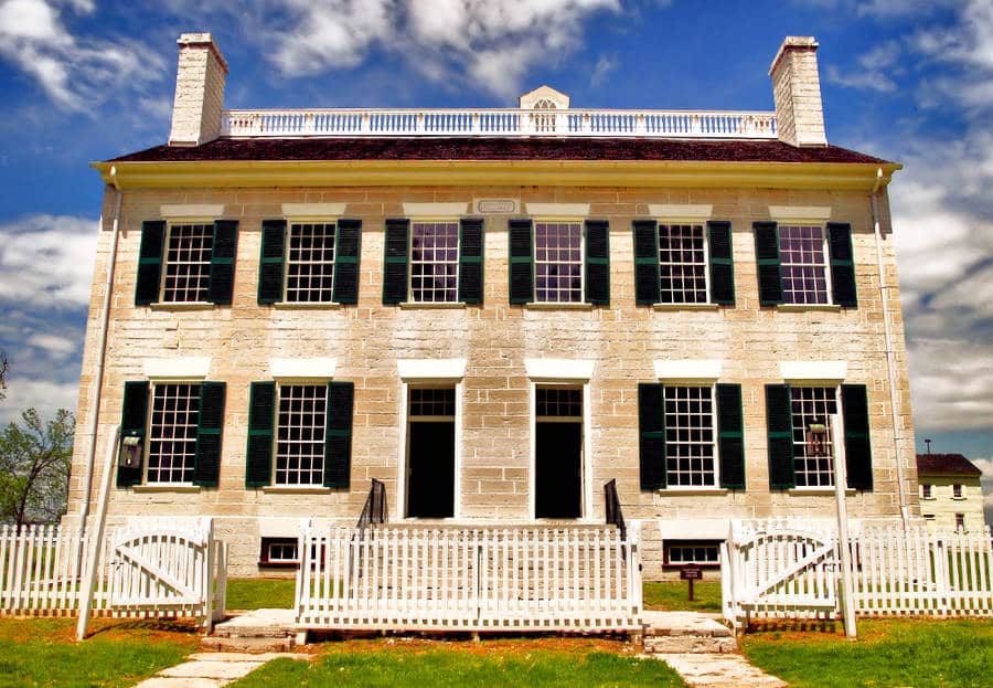 Façade of an old home at the Shaker Village of Pleasant Hill
