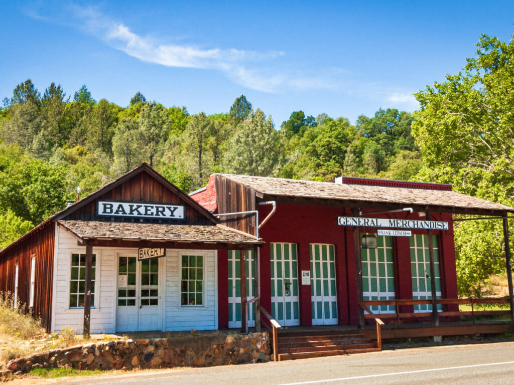 Exterior view of an old building at the historical town in Shasta State Historic Park