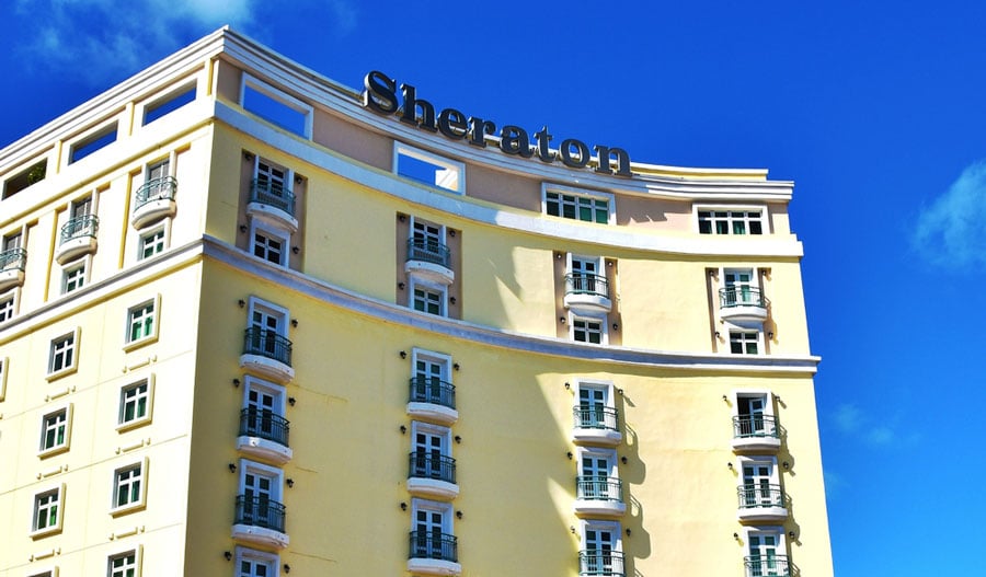The Sheraton Hotel in Old San Juan and the clear blue sky