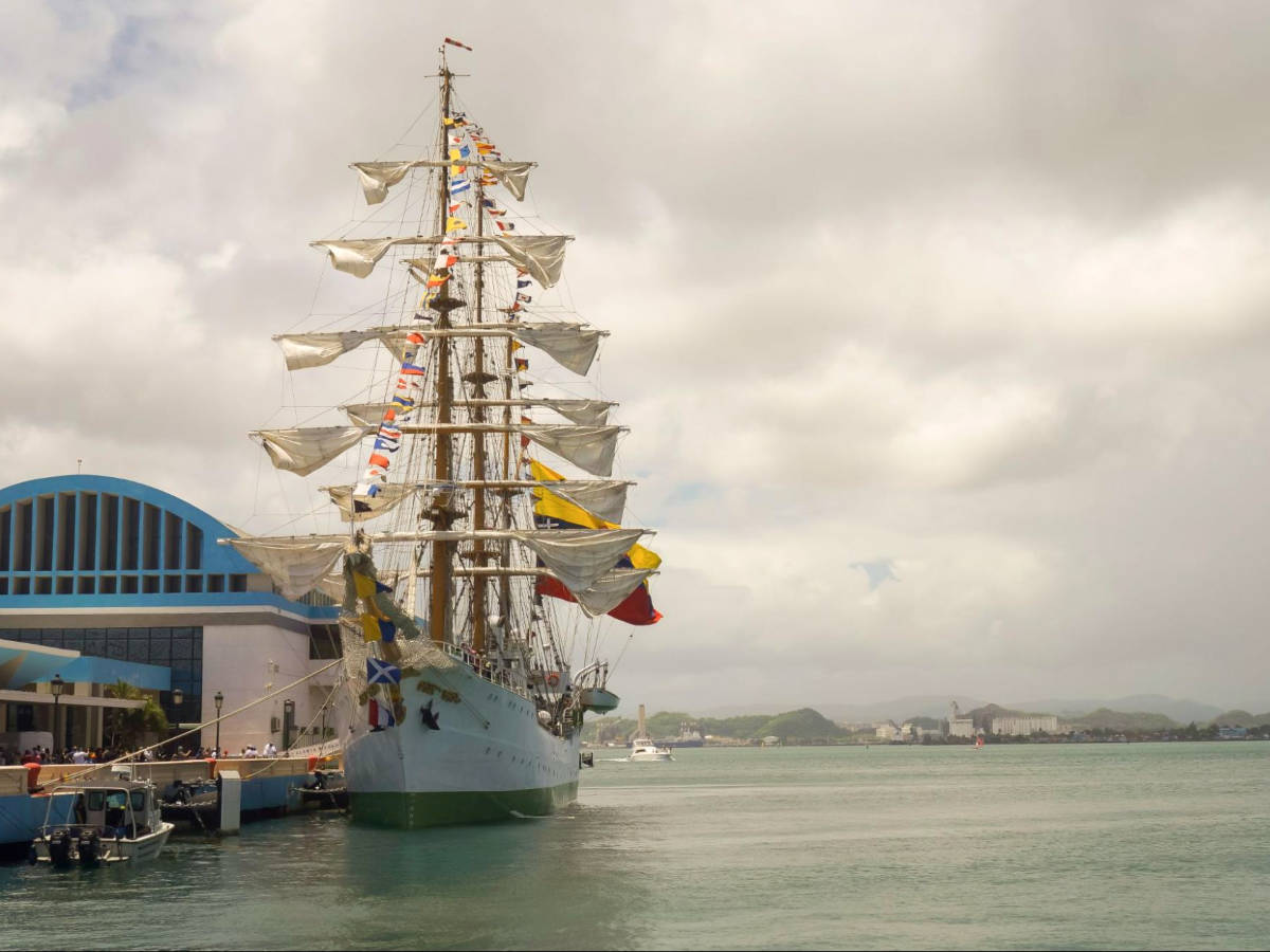 A ship at the pier on San Juan Bay