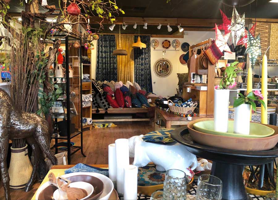 View from the inside of a shop in Downtown Vashon