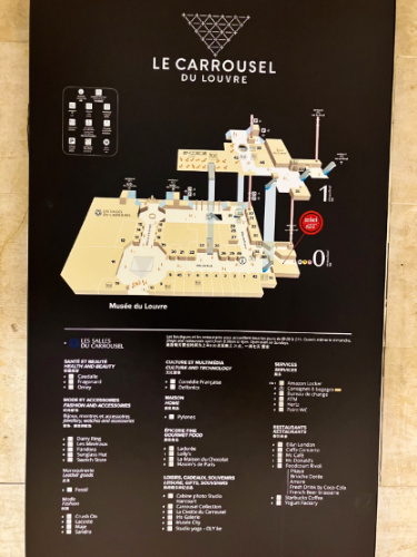 Map of the shops at the Carrousel du Louvre