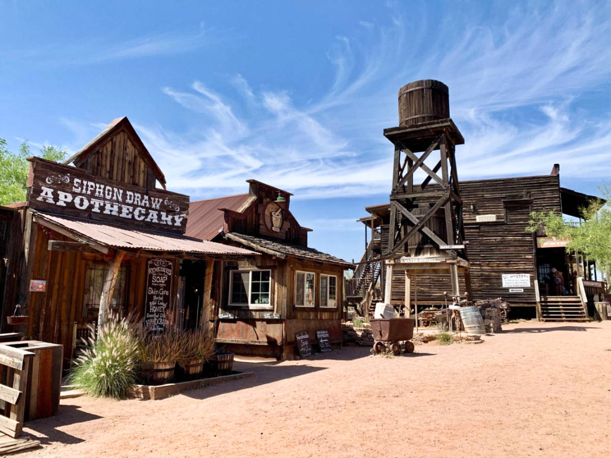 View of the shops and attractions at the Goldfield Ghost Town