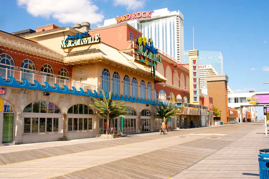 View of different shops along the Atlantic City Boardwalk