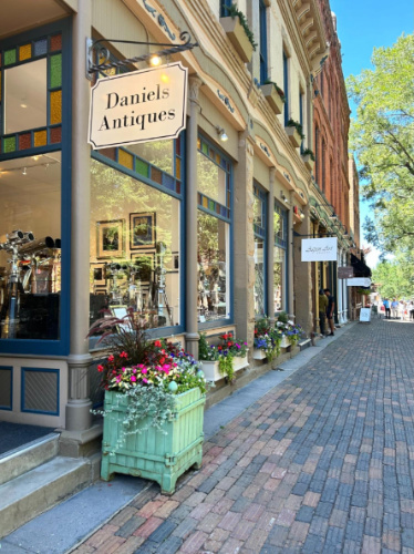 A line of shops in downtown Aspen