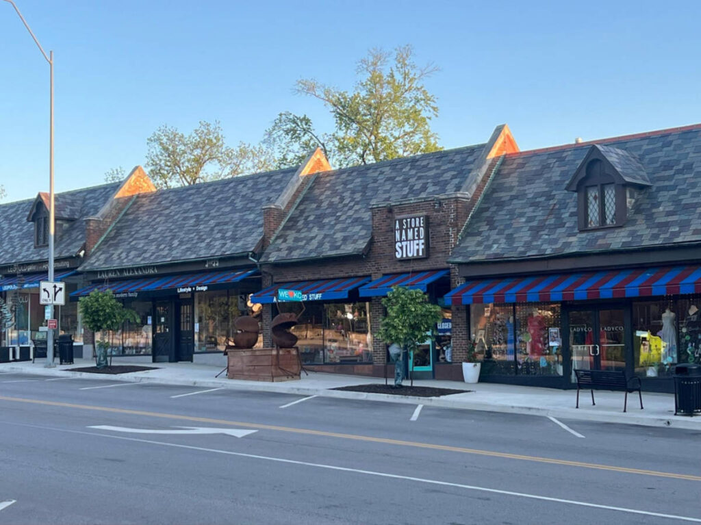 View of the shops in the Brookside neighborhood