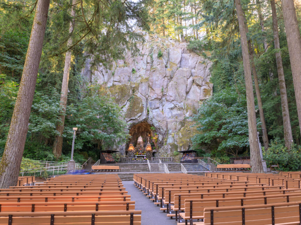 An outdoor shrine at The Grotto in Portland