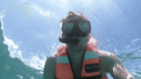 Nate Hake snorkeling at the Sian Ka'an