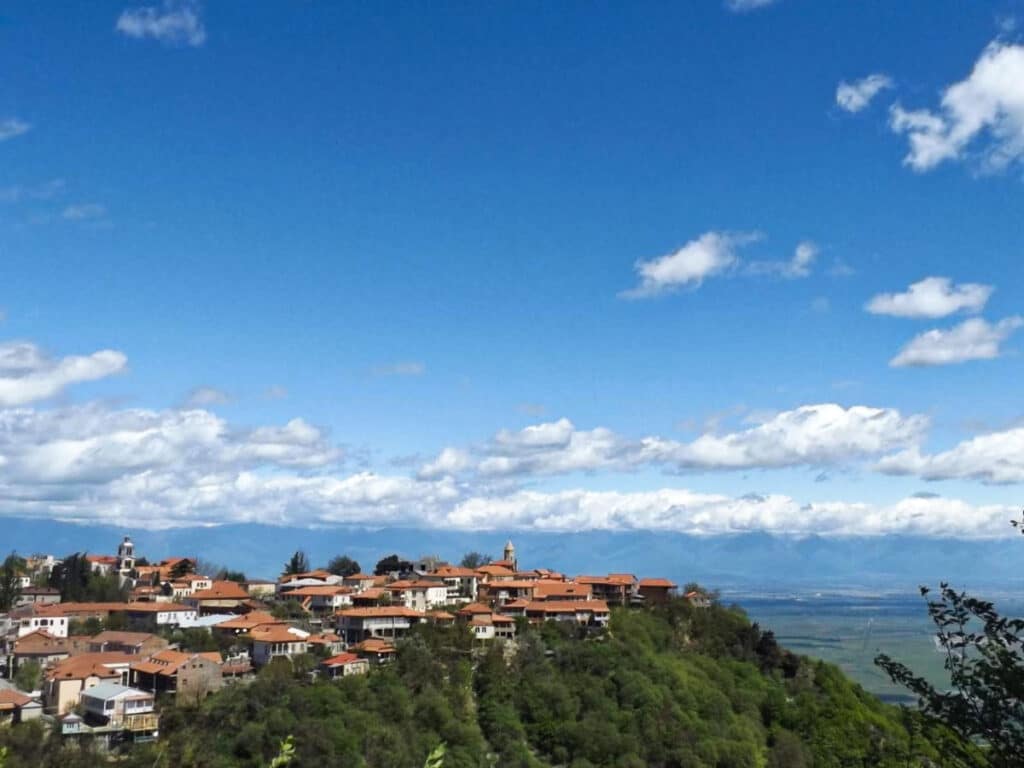 View of the small village of Sighnahi at the top of the mountain
