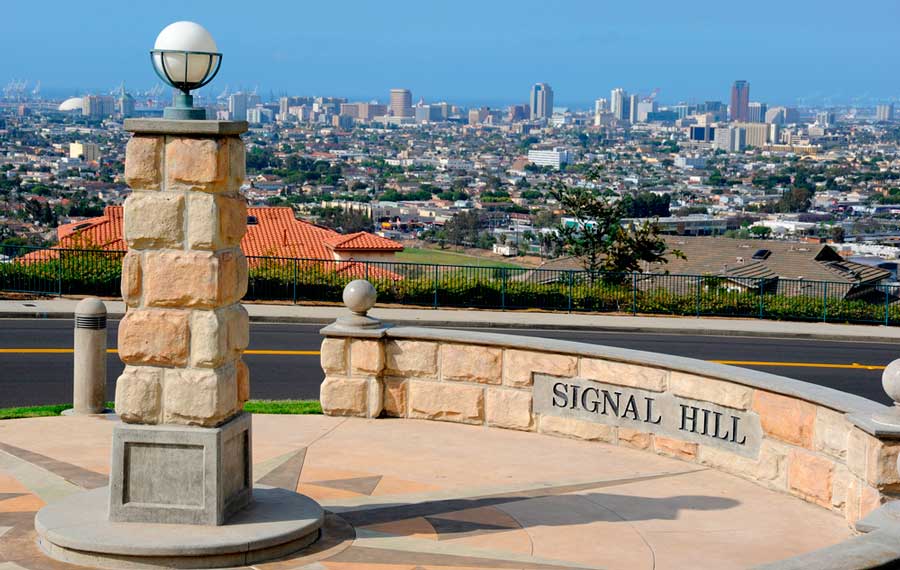 Overlooking view of the buildings in Signal Hill