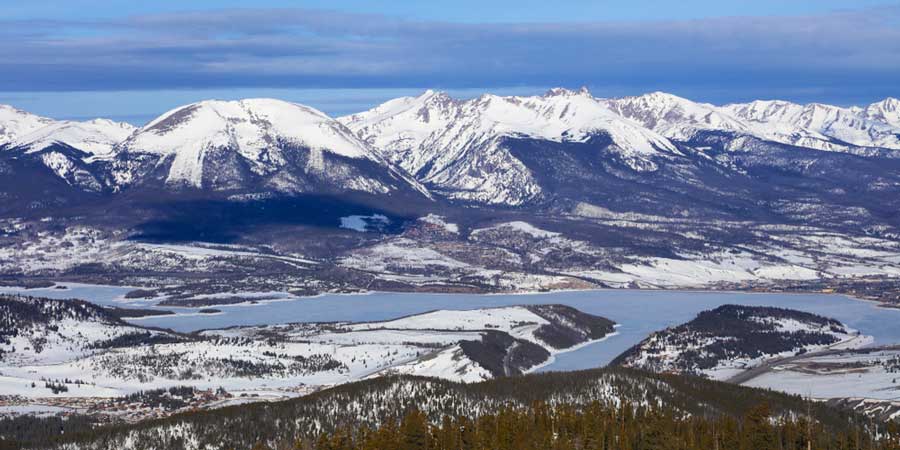 Panoramic view of the snowy mountain