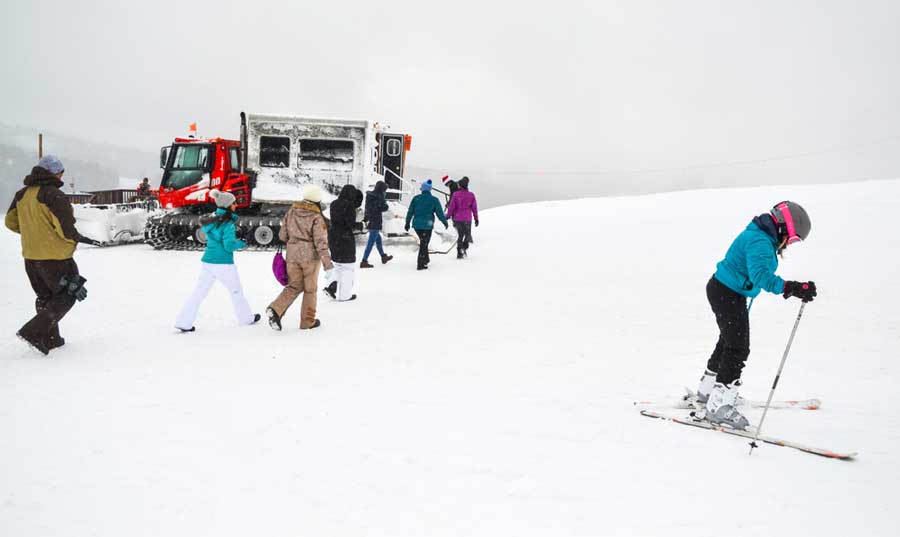 View of people enjoying their ski experience in Silverton