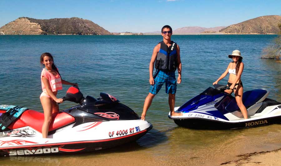 The author with her family friends on a jet ski in Silverwood Lake