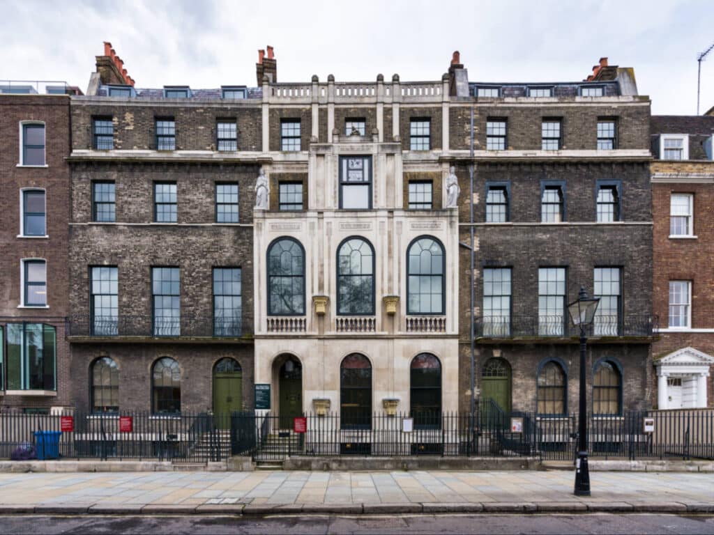 Facade of the Sir John Soane’s Museum on a gloomy day