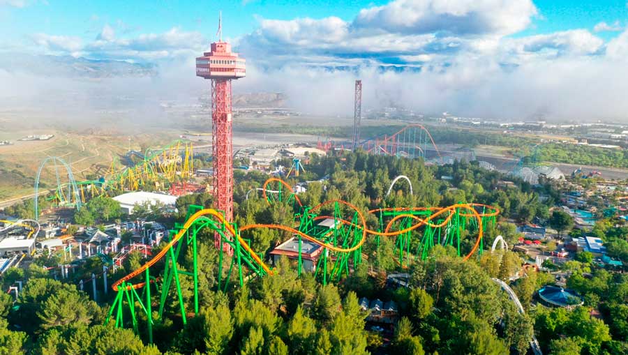 Aerial view from Six Flags Magic Mountain