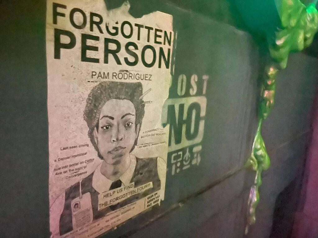 A sketch of Pam Rodriguez displayed inside Meow Wolf