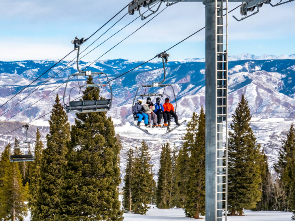 View of a ski lift in Aspen Snowmass Ski Resort
