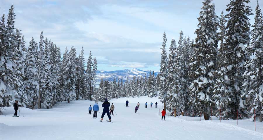 Skiers enjoying their day in Steamboat Springs during winter season
