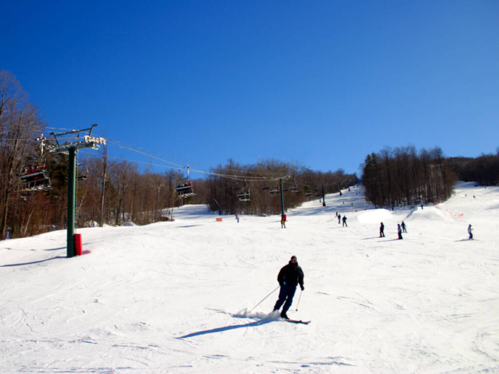 People skiing on the trails of the ski resort