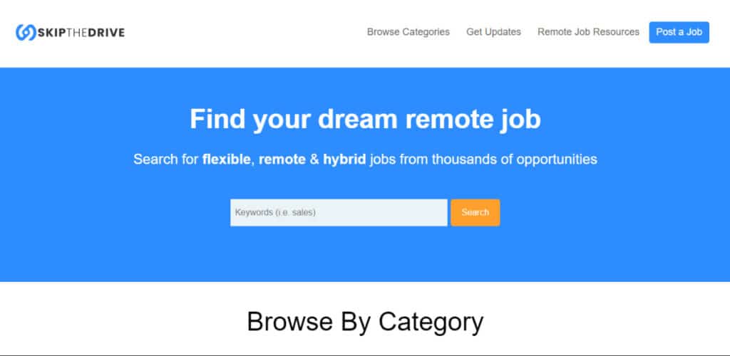 View of the homepage of Skip the Drive