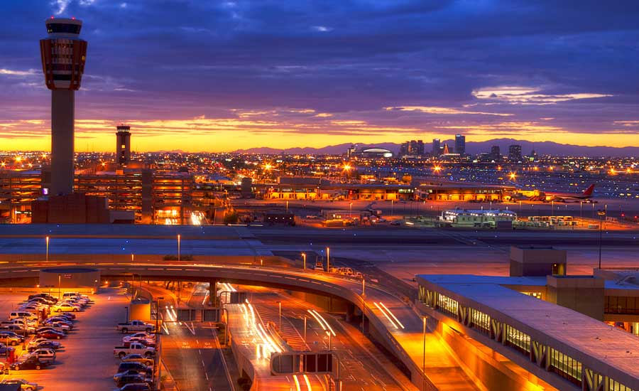 The Sky Harbor International Airport under the colorful sky