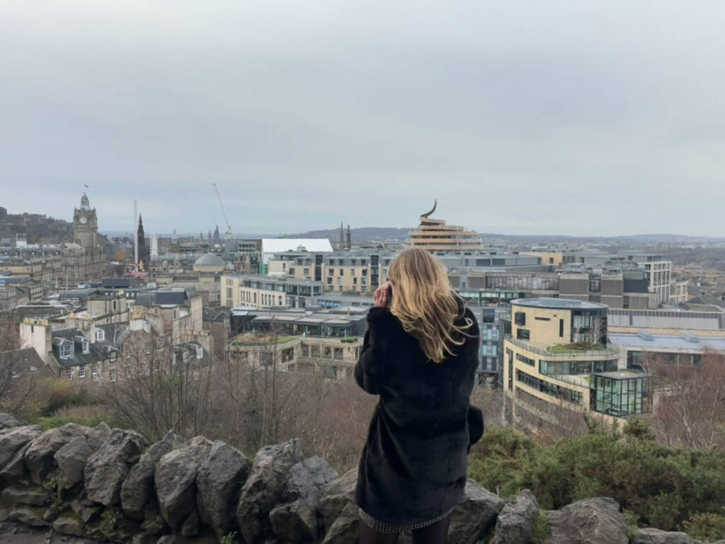 The author Sky taking photos at Calton Hill
