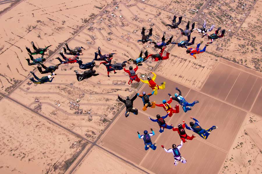View of skydivers in Eloy