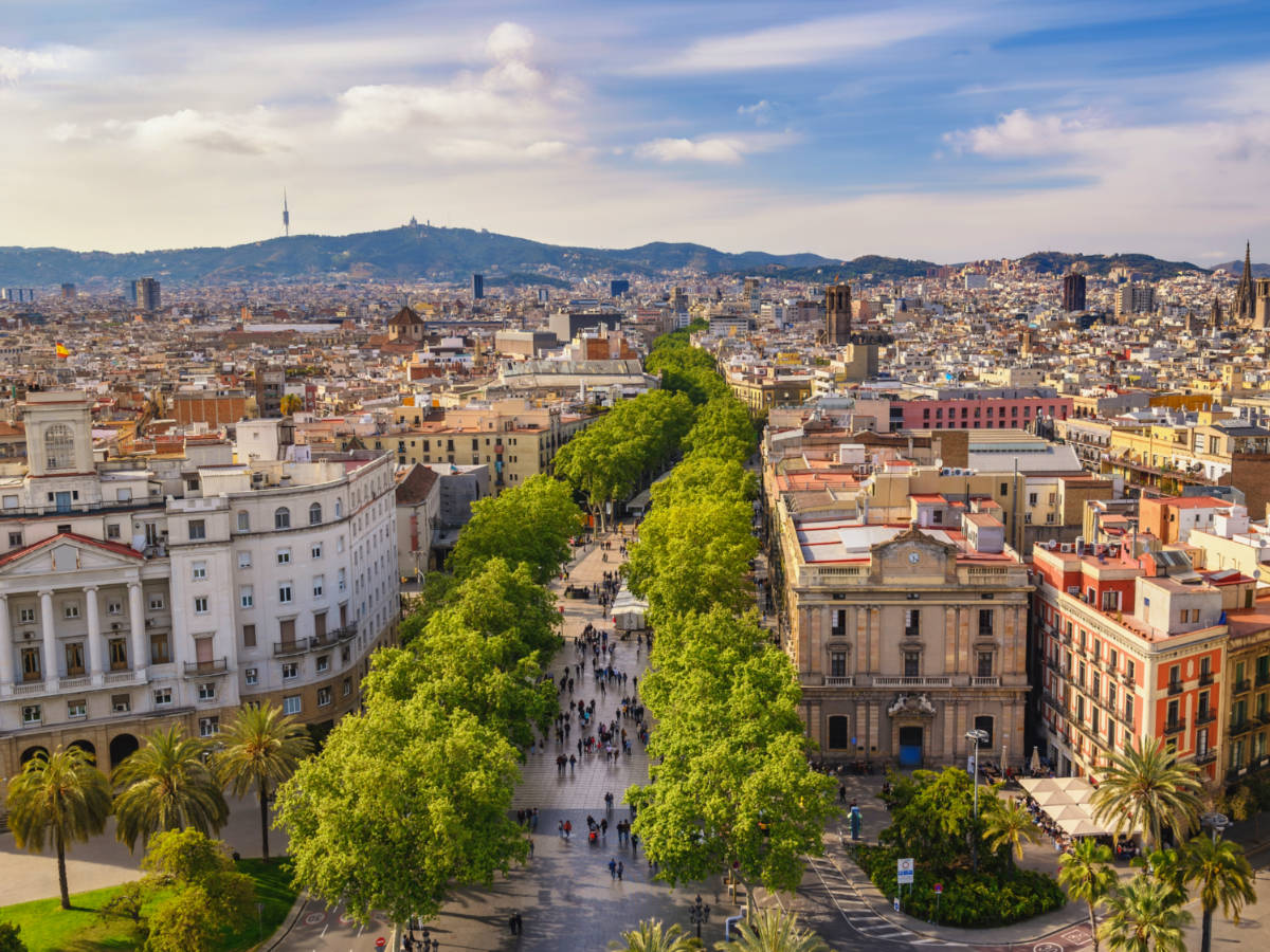 Aerial view of the La Rambla street